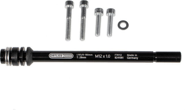 ORTLIEB Eje pasante conector M6 - black/12 mm, 1,0 mm, 180 mm
